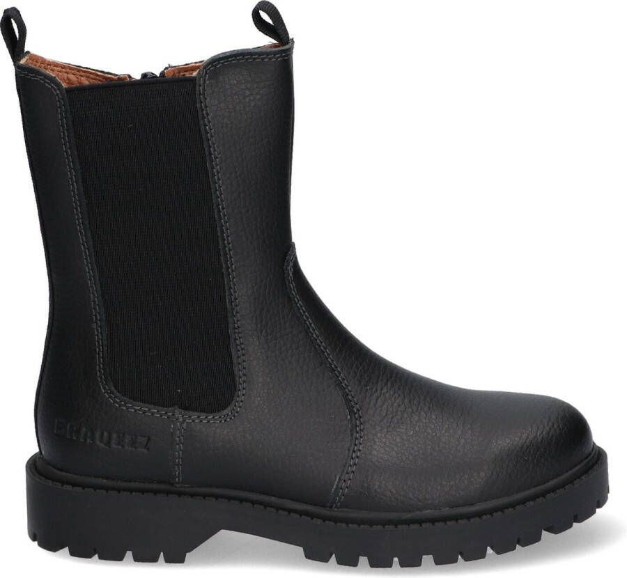 Braqeez 422774 589 Meisjes Chelsea Boots Zwart Leer Ritssluiting - Foto 2