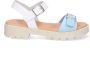 Braqeez 423001-500 Meisjes Platform Sandalen Wit Blauw Leer Gesp - Thumbnail 2