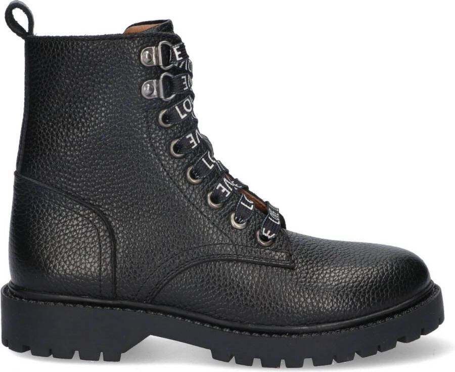 Braqeez Bowie Boston leren veterboots zwart Meisjes Leer 32