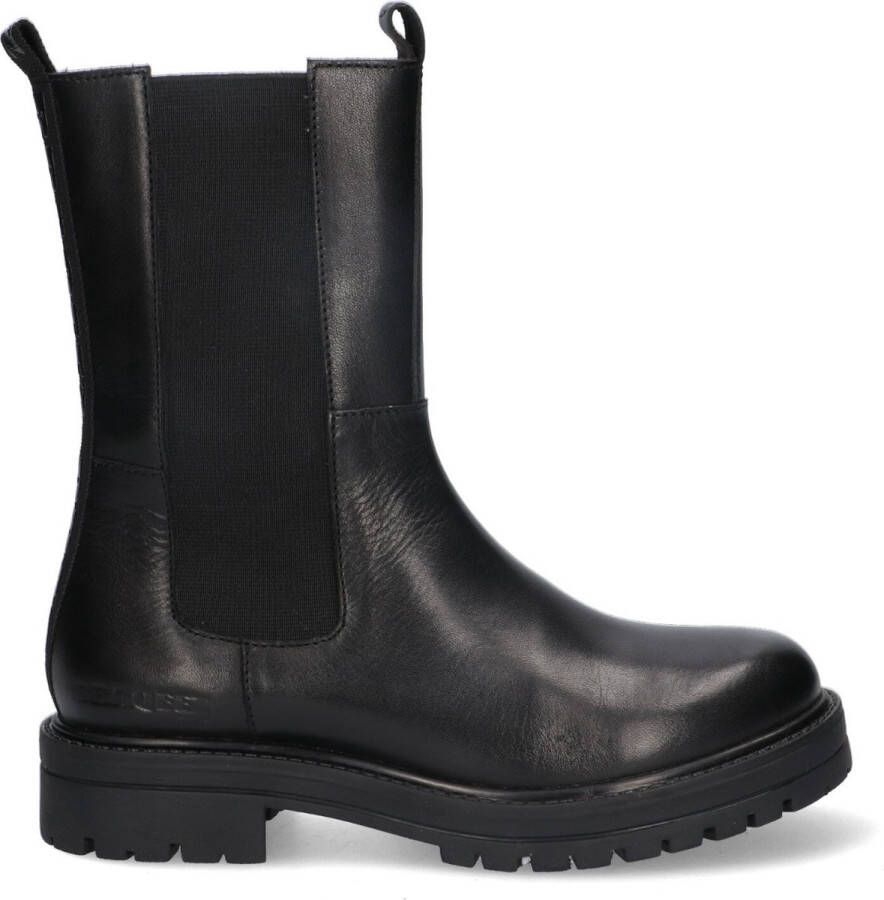 Braqeez 423557-589 Meisjes Chelsea Boots Zwart Leer Elastiek Met Rits