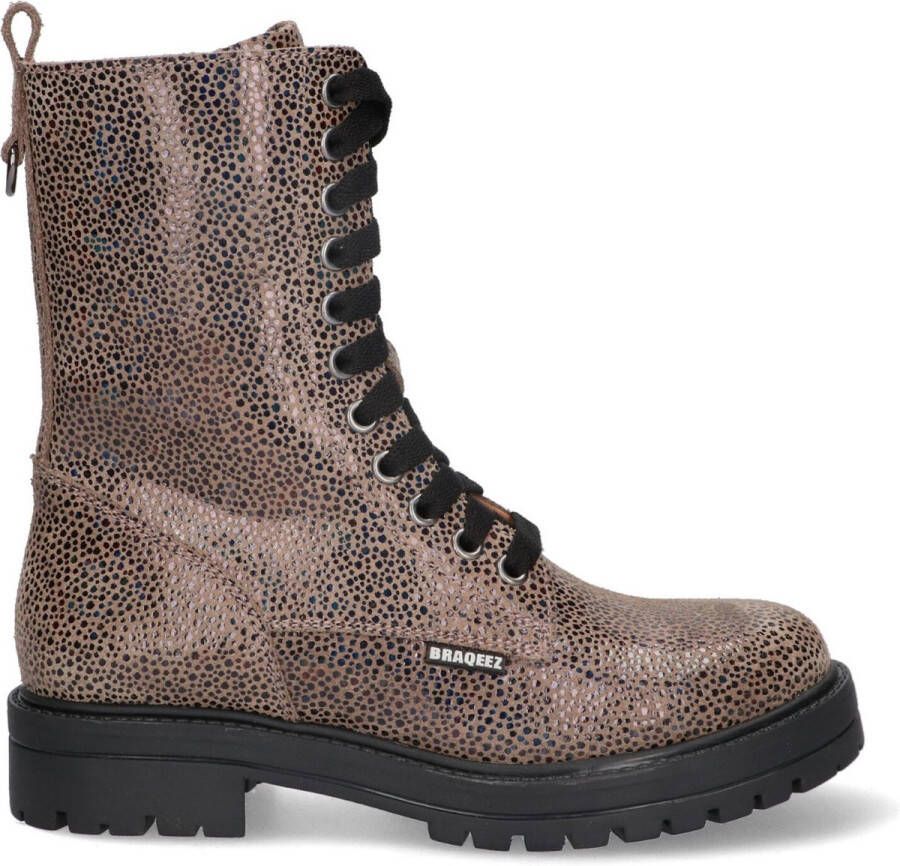 Braqeez 423558-998 Meisjes Veterboots Multicolor Suède Veters