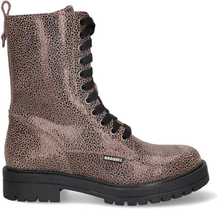 Braqeez 423558-998 Meisjes Veterboots Multicolor Suède Veters