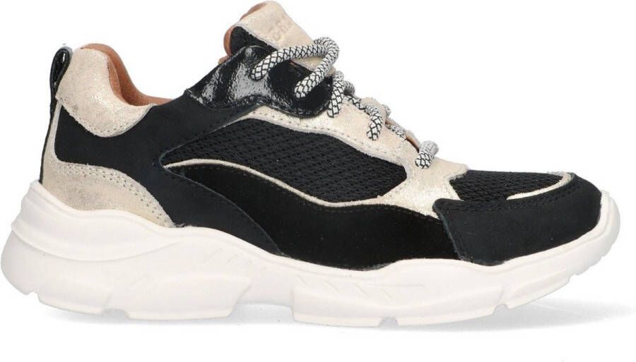 Braqeez 423783-589 Meisjes Lage Sneakers Zwart Zilver Suède Veters