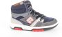 Braqeez 423855-429 Jongens Hoge Sneakers Blauw Grijs Rood Nubuck Veters - Thumbnail 4