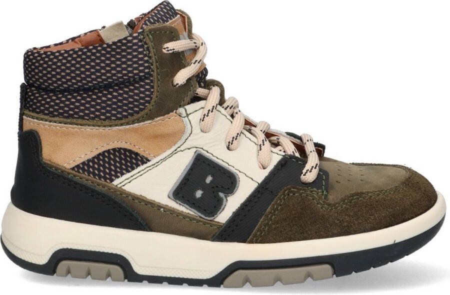 Braqeez 423855-469 Jongens Hoge Sneakers Groen Grijs Beige Nubuck Veters - Foto 2