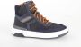Braqeez 423944-529 Jongens Hoge Sneakers Blauw Oranje Blauw Nubuck Veters - Thumbnail 2