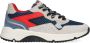Braqeez 424260-402 Jongens Lage Sneakers Grijs Blauw Rood Nubuck Veters - Thumbnail 2