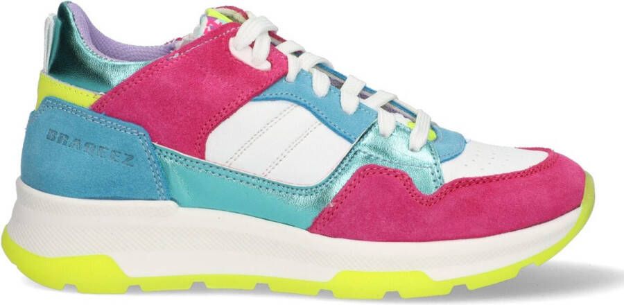 Braqeez 424263-479 Meisjes Lage Sneakers Multicolor Leer Veters