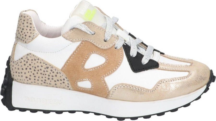 Braqeez 424440-501 Meisjes Lage Sneakers Offwhite Print Leer Veters