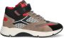 Braqeez 424621-108 Jongens Hoge Sneakers Taupe Zwart Rood Leer Veters - Thumbnail 2