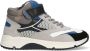 Braqeez 424621-481 Jongens Hoge Sneakers Grijs Blauw Zwart Leer Veters - Thumbnail 1