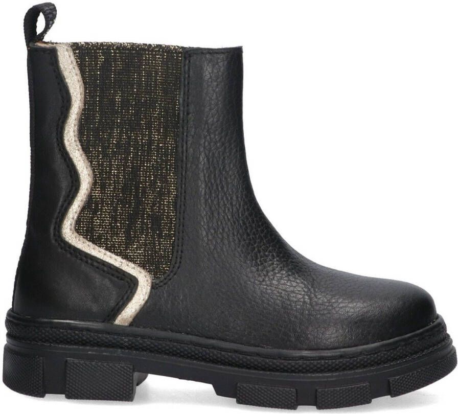 Braqeez 424661-589 Meisjes Chelsea Boots Zwart Leer Ritssluiting