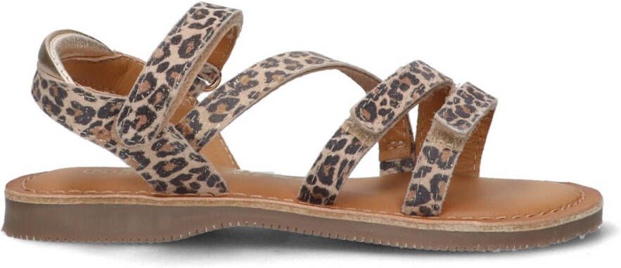 Braqeez 425012-506 Meisjes Platte Sandalen Beige Leer Klittenband