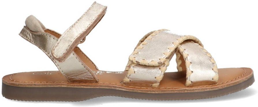 Braqeez 425014-594 Meisjes Platte Sandalen Goud Leer Klittenband