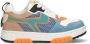 Braqeez 425247-427 Jongens Lage Sneakers Blauw Beige Oranje Leer Nubuck Veters - Thumbnail 2