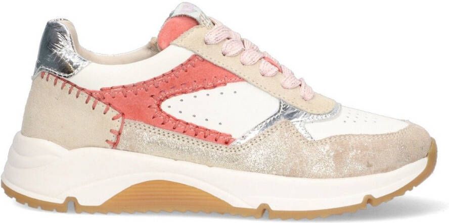 Braqeez 425266-994 Meisjes Lage Sneakers Beige Roze Leer Veters