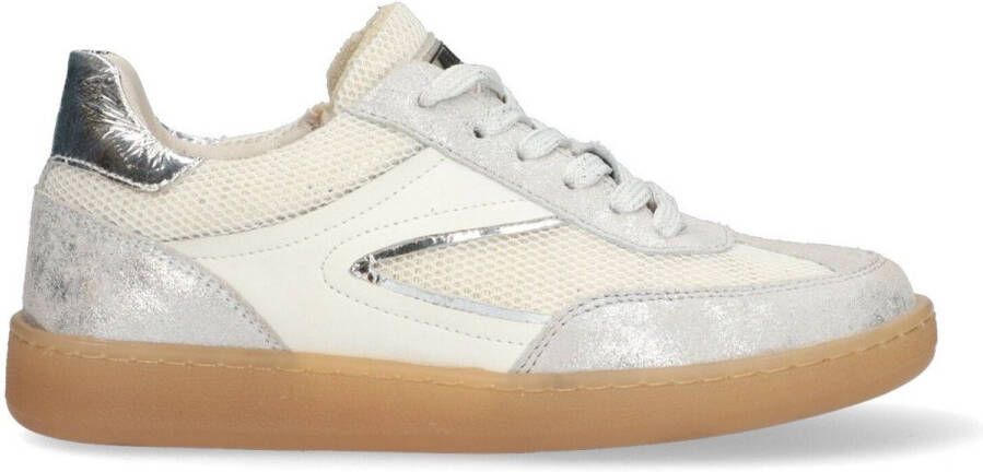 Braqeez 425290-991 Meisjes Lage Sneakers Zilver Leer Veters