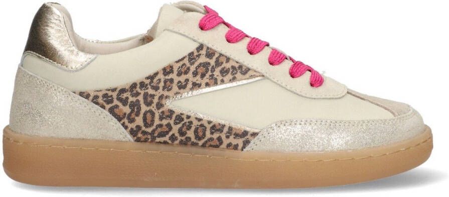 Braqeez 425290-994 Meisjes Lage Sneakers Beige Print Leer Veters