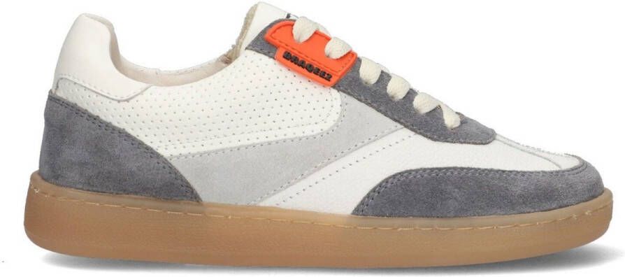 Braqeez 425291-488 Jongens Lage Sneakers Grijs Leer Veters