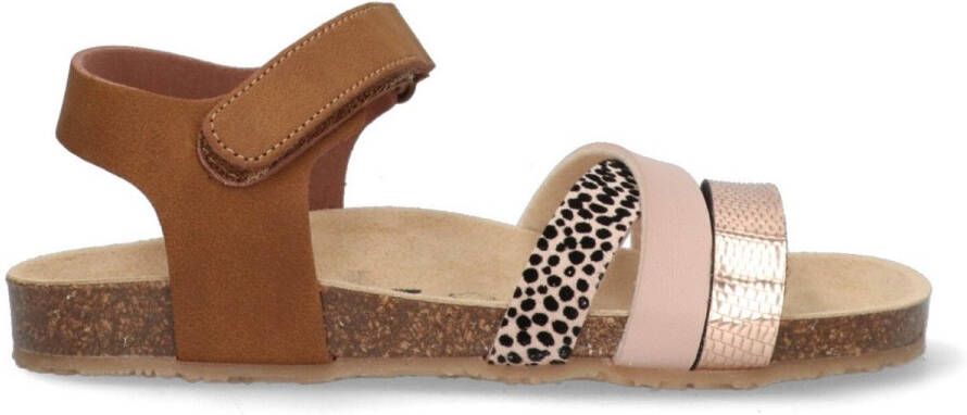 Braqeez 425410-713 Meisjes Platte Sandalen Cognac Leer Klittenband
