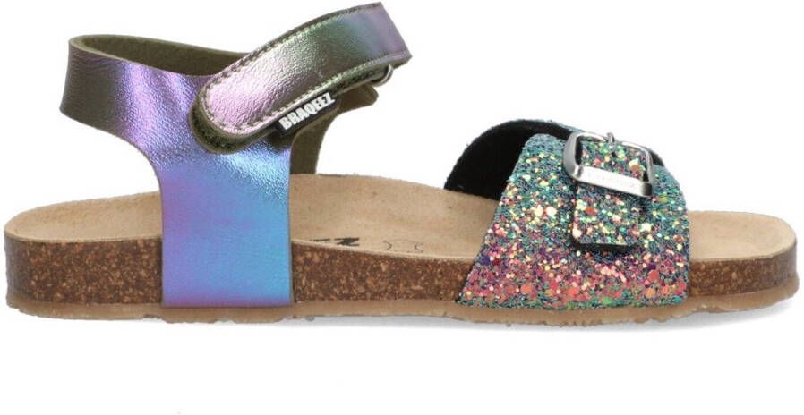 Braqeez 425412-798 Meisjes Platte Sandalen Multicolor Leer Klittenband