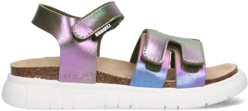 Braqeez 425421-798 Meisjes Platte Sandalen Multicolor Leer Klittenband