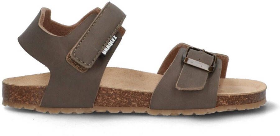 Braqeez 425450-708 Jongens Platte Sandalen Bruin Leer Klittenband