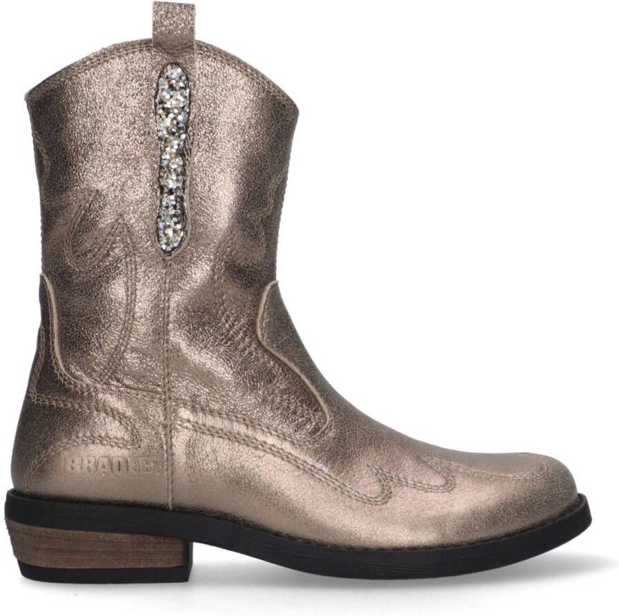 Braqeez 425738-997 Meisjes Cowboyboots Bruin Leer Ritssluiting