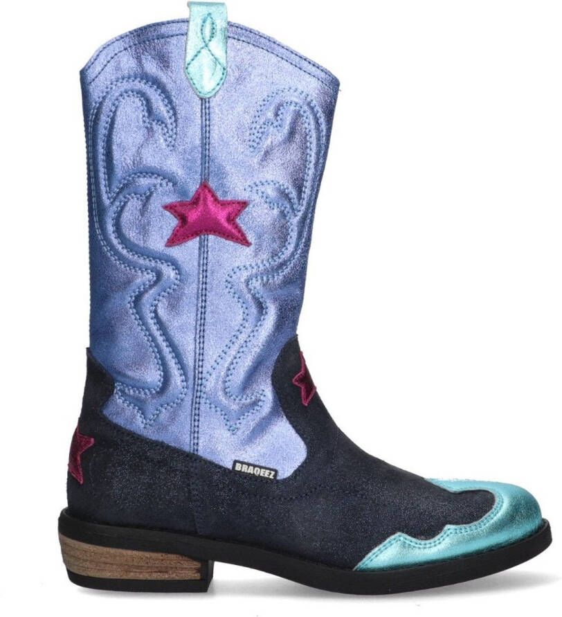 Braqeez 425739-826 Meisjes Cowboyboots Blauw Suède Ritssluiting
