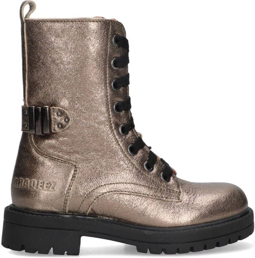 Braqeez 425761-997 Meisjes Veterboots Bruin Leer Veters
