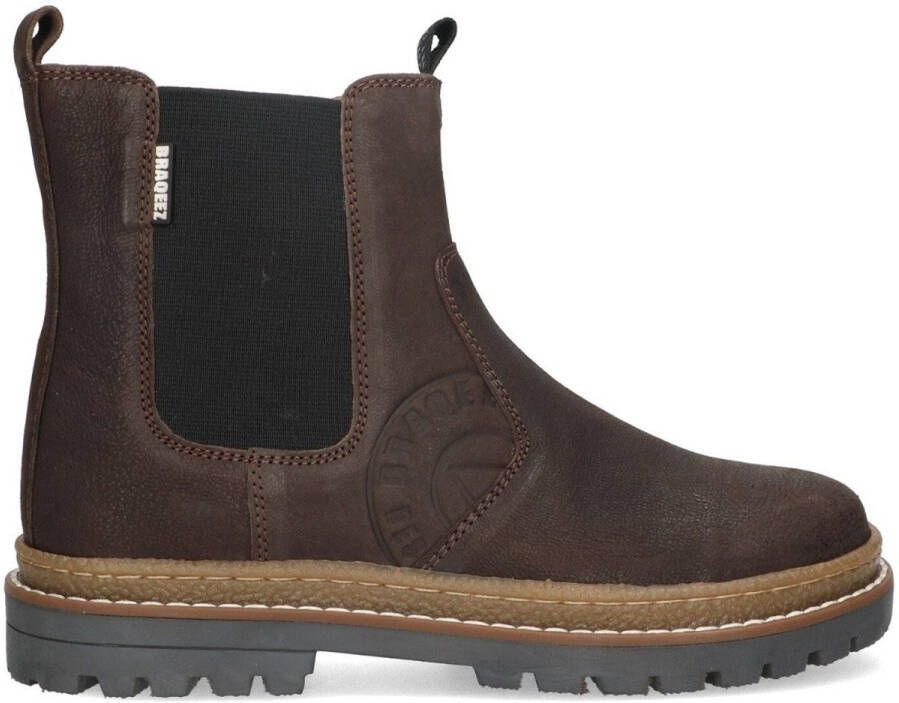 Braqeez 425922-117 Jongens Chelsea Boots Bruin Leer Ritssluiting