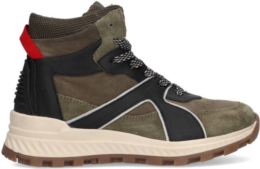 Braqeez 425930-469 Jongens Hoge Sneakers Groen Leer Veters