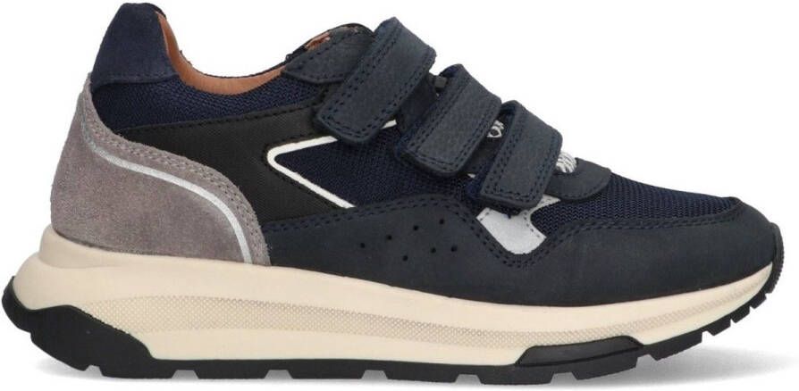 Braqeez 425972-420 Jongens Lage Sneakers Blauw Leer Klittenband