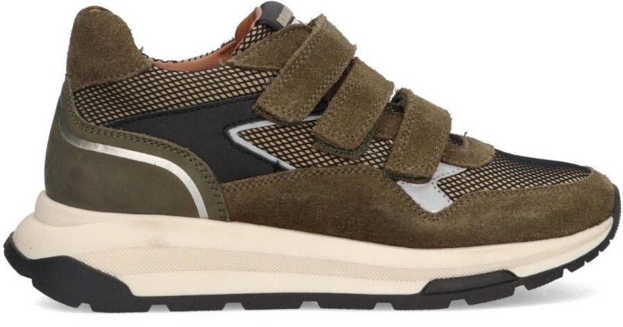 Braqeez 425972-469 Jongens Lage Sneakers Groen Leer Klittenband