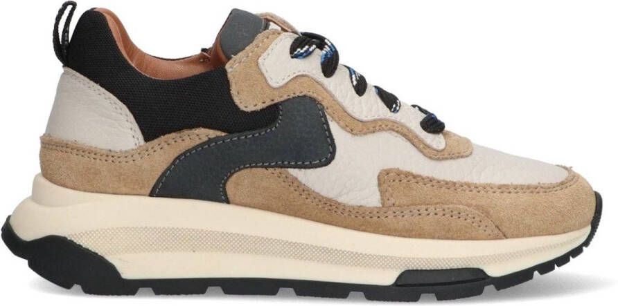 Braqeez 425973-408 Jongens Lage Sneakers Beige Leer Nubuck Veters