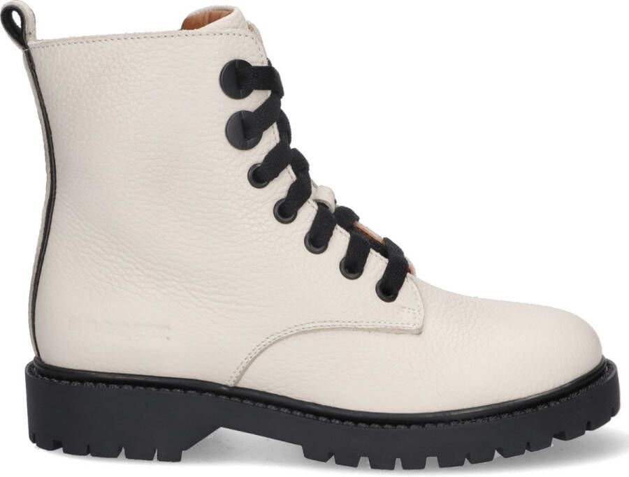 Braqeez Belle Boot Meisjes Veterboots Beige Leer Veters