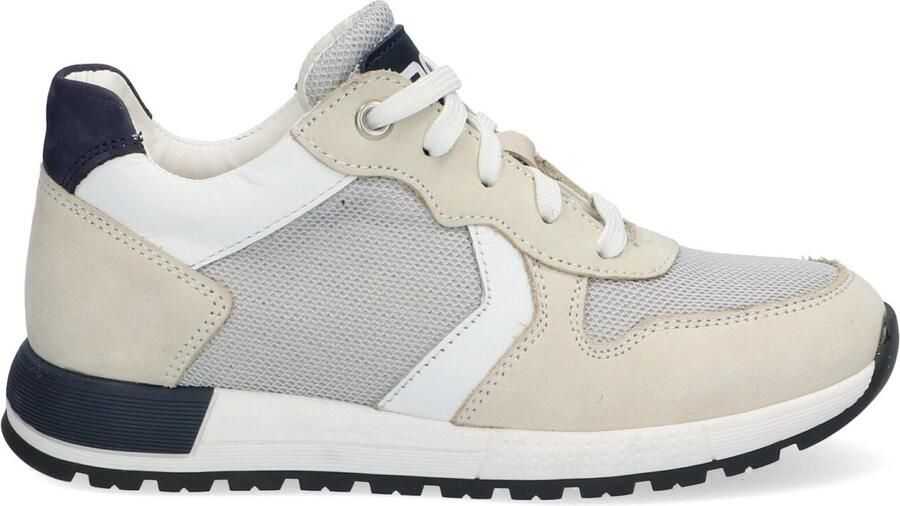 Braqeez 420297-581 Jongens Lage Sneakers Beige Wit Leer Veters