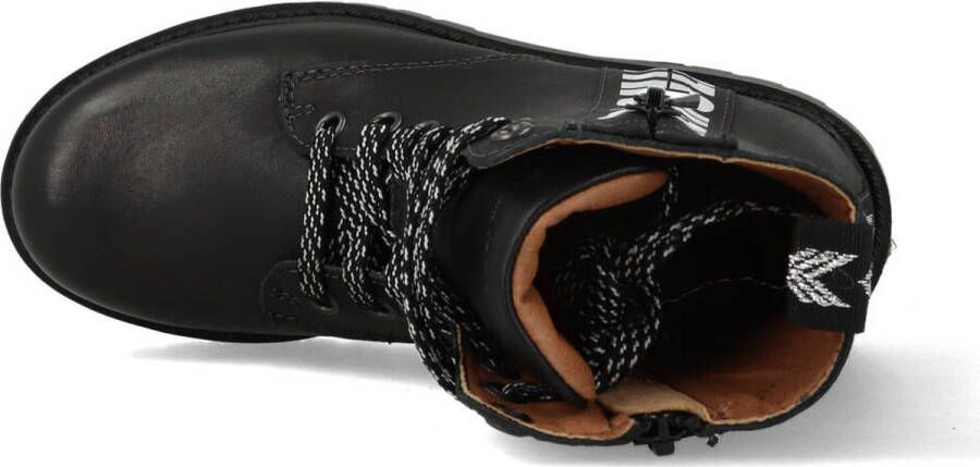 Braqeez 421773 489 Meisjes Biker Boots Zwart Leer Veters - Foto 13