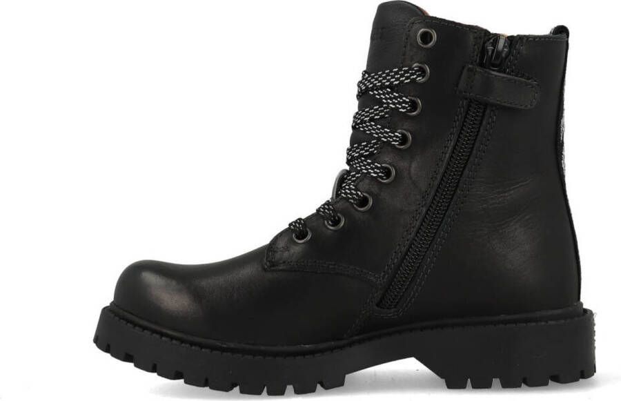 Braqeez 421773 489 Meisjes Biker Boots Zwart Leer Veters - Foto 12
