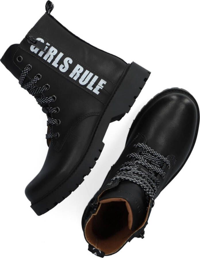 Braqeez 421773 489 Meisjes Biker Boots Zwart Leer Veters - Foto 11
