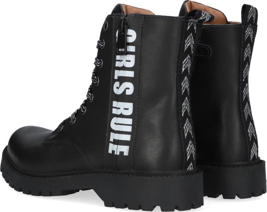 Braqeez 421773 489 Meisjes Biker Boots Zwart Leer Veters - Foto 10