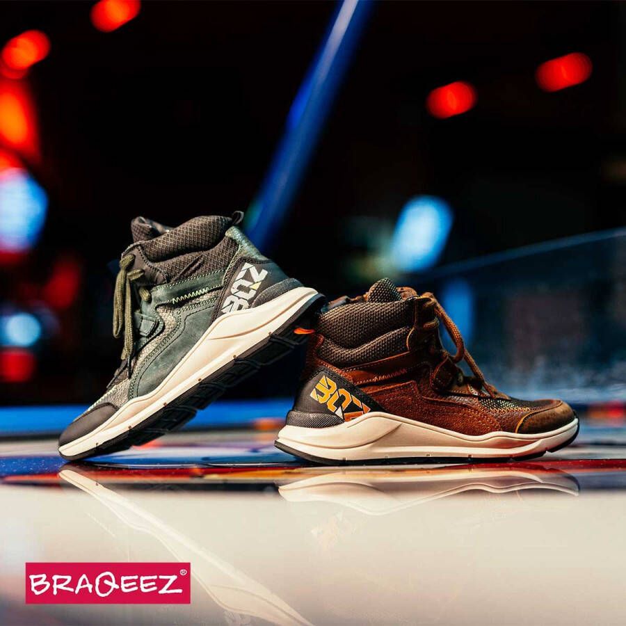 Braqeez Ravi Rio Hoge sneakers Leren Sneaker Groen