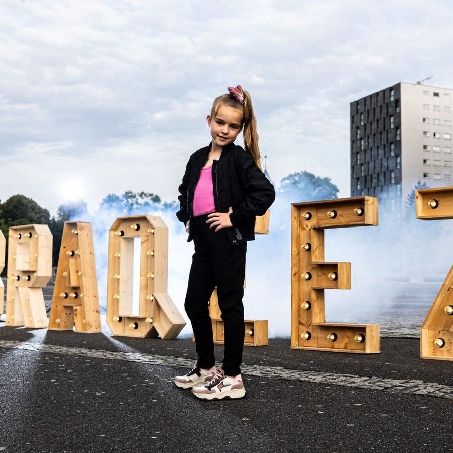 Braqeez 422760-471 Meisjes Lage Sneakers Roze Beige Leer Veters - Foto 2