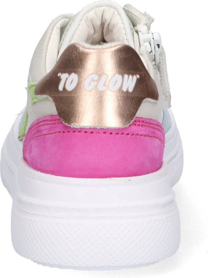 Braqeez 423111-122 Meisjes Lage Sneakers Blauw Wit Multi Groen Roze Nubuck Veters - Foto 4