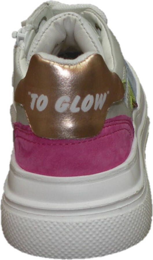 Braqeez 423111-122 Meisjes Lage Sneakers Blauw Wit Multi Groen Roze Nubuck Veters - Foto 5