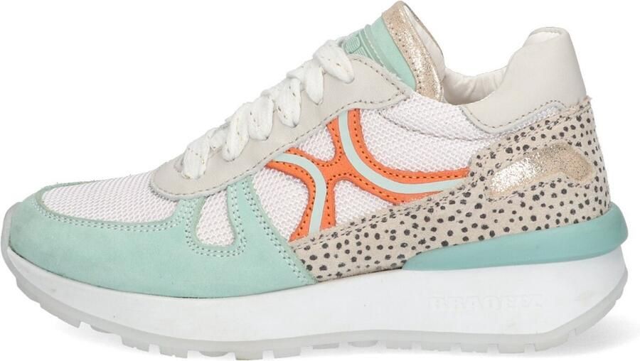 Braqeez 423272-159 Meisjes Lage Sneakers Groen Wit Oranje Print Nubuck Veters - Foto 6