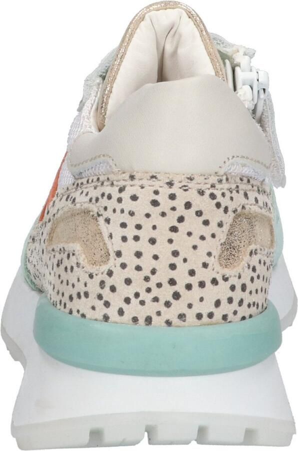 Braqeez 423272-159 Meisjes Lage Sneakers Groen Wit Oranje Print Nubuck Veters - Foto 4