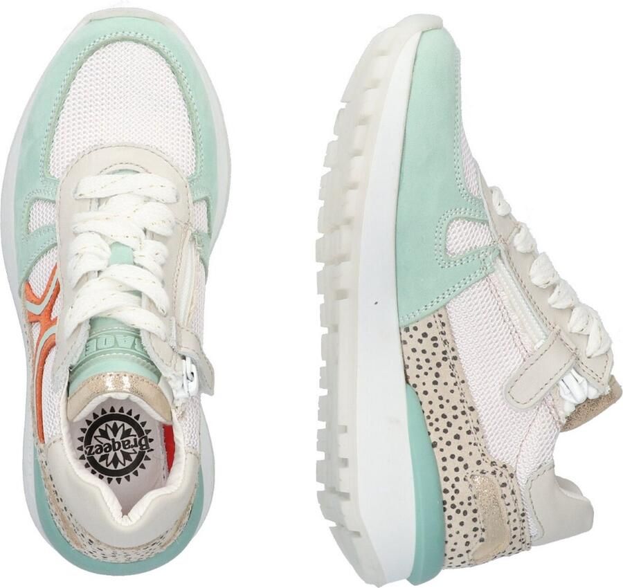 Braqeez 423272-159 Meisjes Lage Sneakers Groen Wit Oranje Print Nubuck Veters - Foto 3