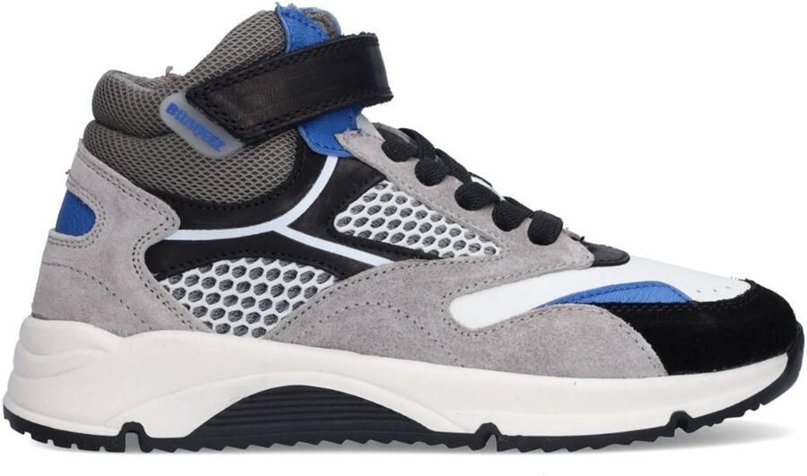 Braqeez 424621-481 Jongens Hoge Sneakers Grijs Blauw Zwart Leer Veters