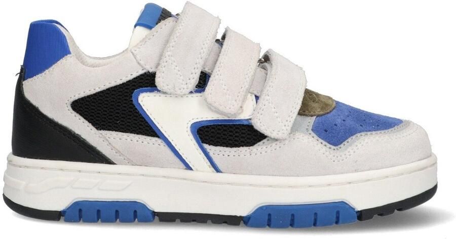 Braqeez 425232-401 Jongens Lage Sneakers Blauw Wit Zwart Leer Klittenband